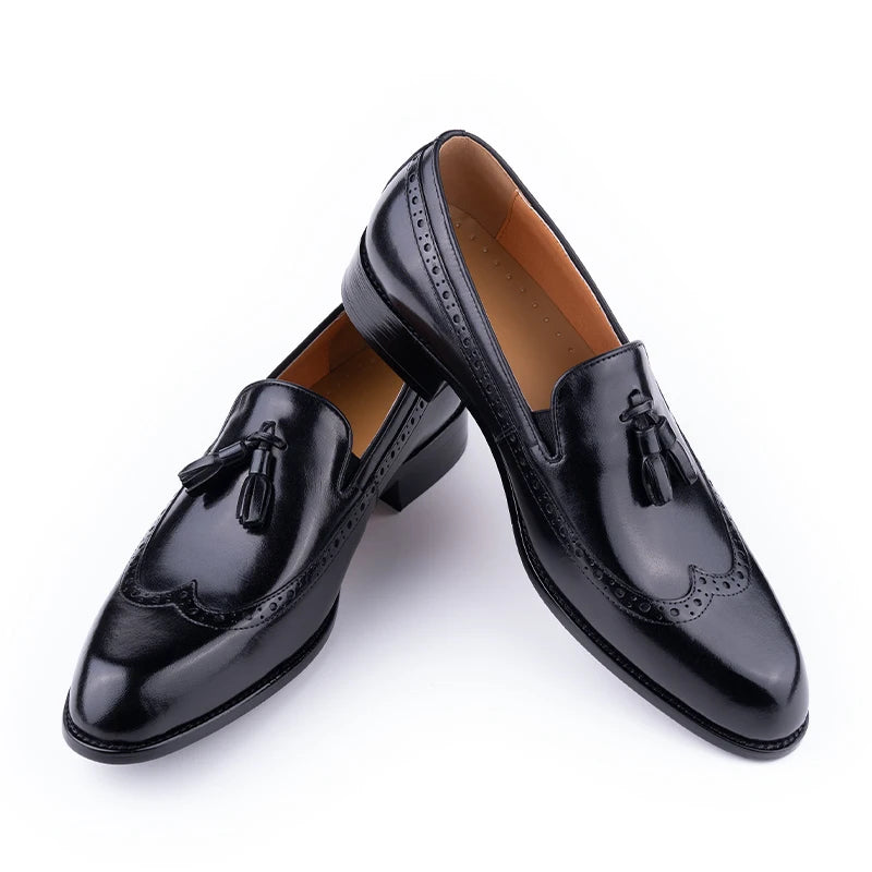Men’s Genuine Cowhide Loafers | Handmade Leather Slip-On Dress Shoes