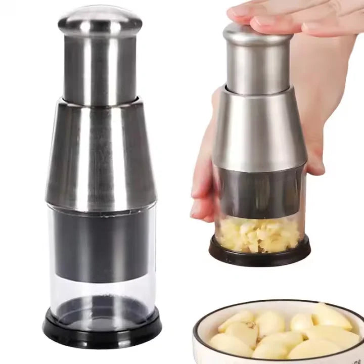 Stainless Steel Manual Hand Chopper Kitchen Tools Garlic Chopper Vegetable Slicer Mini Mincer Crusher for Garlic Ginger Herb Nut