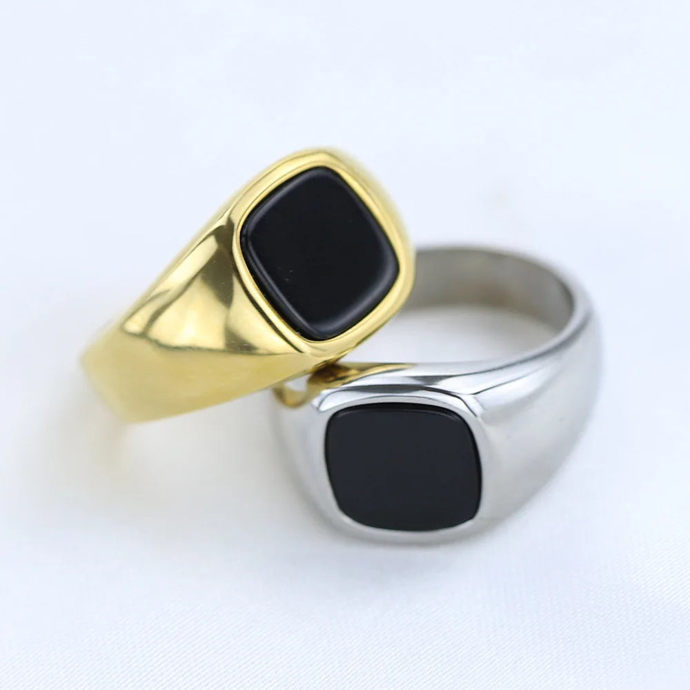 Vintage geometric square 12MM diamond set stainless steel ring Ring with all fashion couples jewelry gift