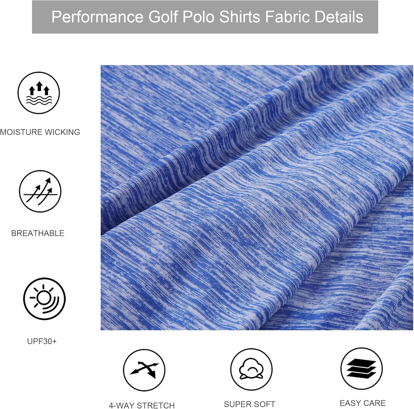 Mens Golf Shirt Moisture Wicking Quick-Dry Short Sleeve Casual Polo Shirts for Men