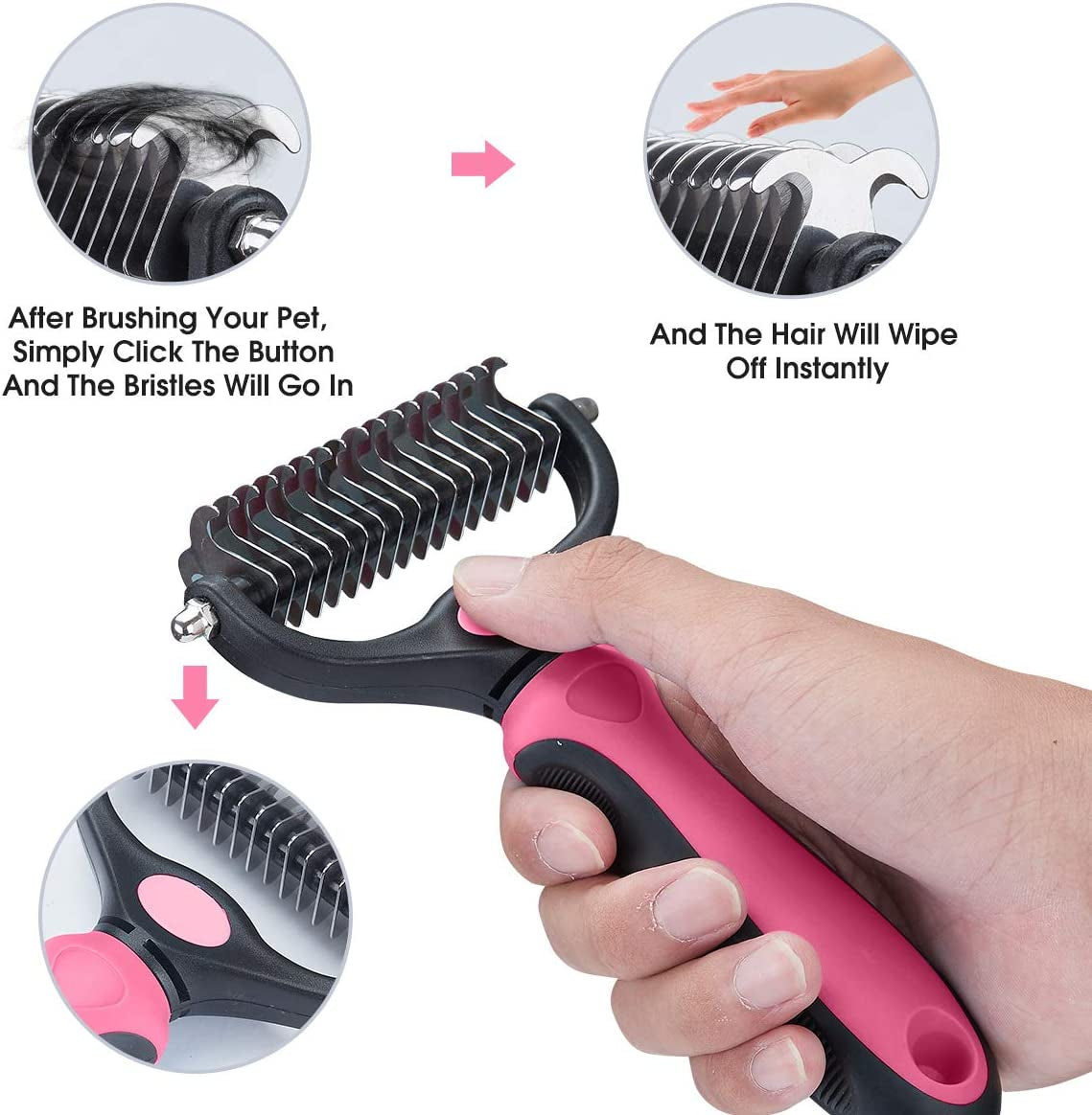 Professional Pet Grooming Tool - Dual-Sided Undercoat Rake for Cats and Dogs - Safe Dematting Comb for Effortless Mat and Tangle Removal - Reduces Shedding and Loose Fur