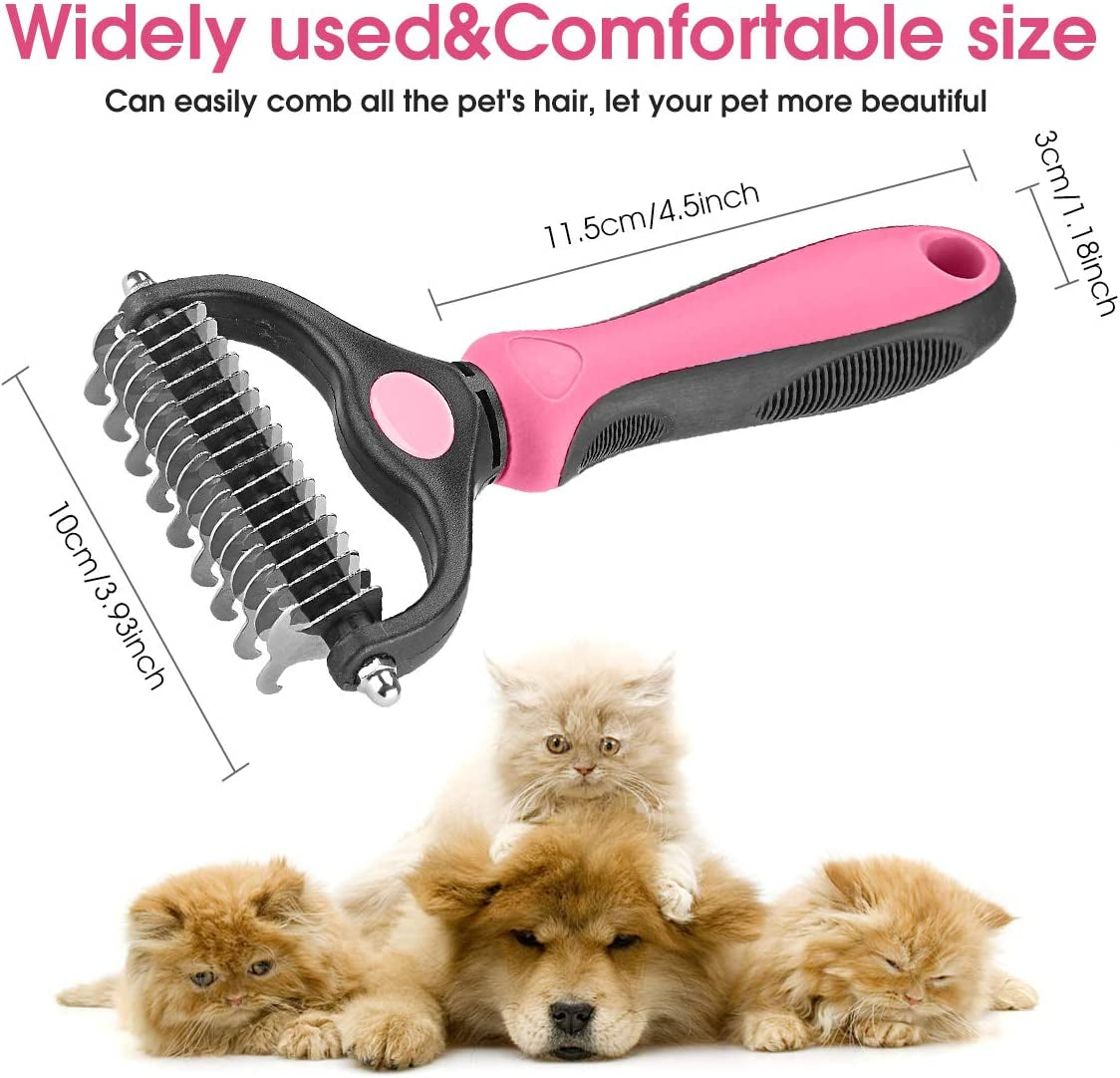 Professional Pet Grooming Tool - Dual-Sided Undercoat Rake for Cats and Dogs - Safe Dematting Comb for Effortless Mat and Tangle Removal - Reduces Shedding and Loose Fur