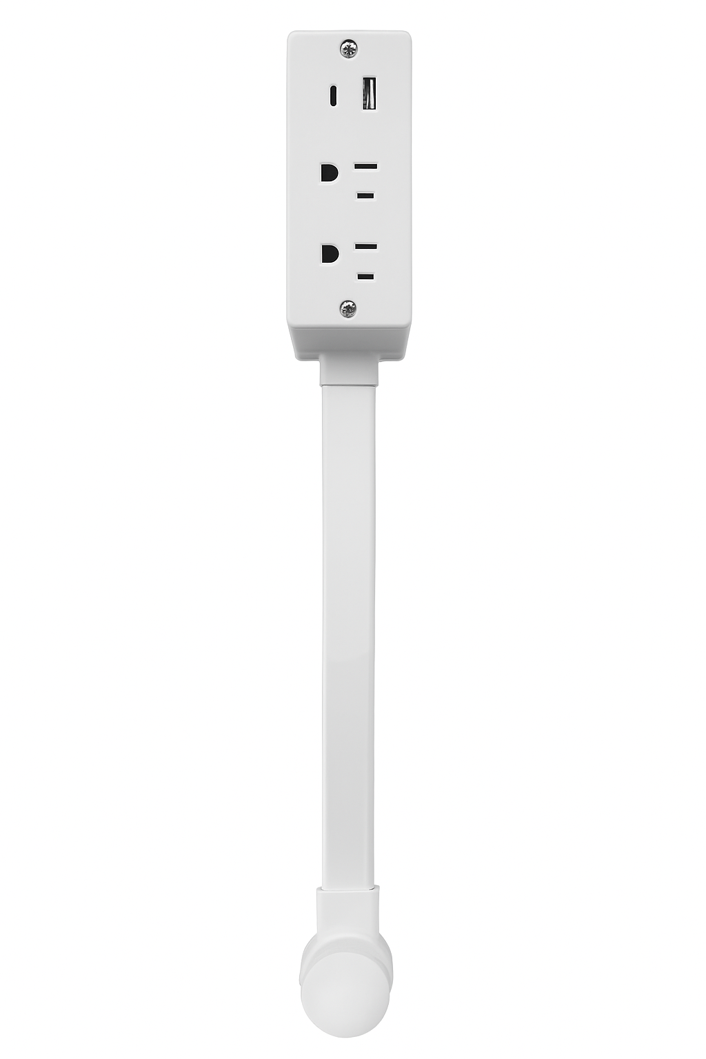 Rotating 180° Outlet Extender | Adjustable Length White Power Socket Expander with USB Ports for Nightstand
