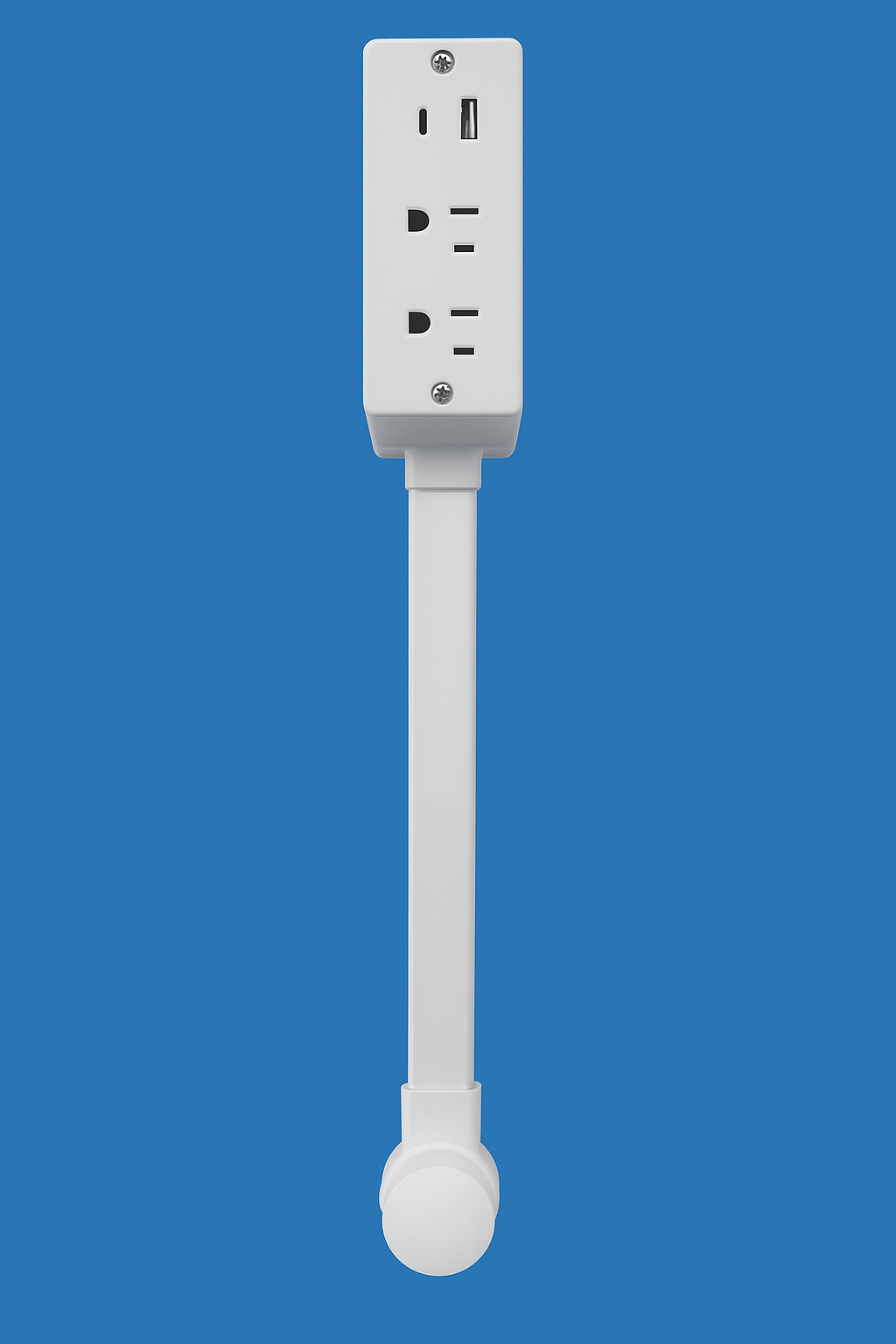 Rotating 180° Outlet Extender | Adjustable Length White Power Socket Expander with USB Ports for Nightstand