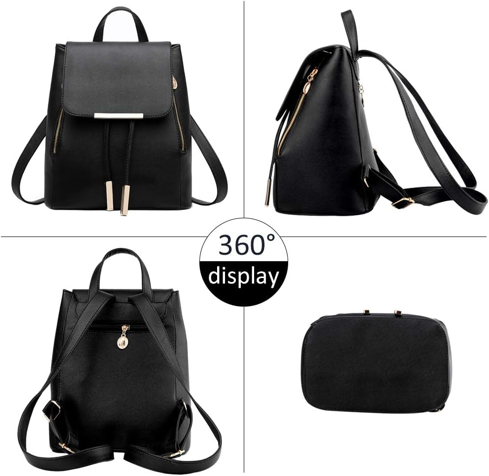 Travel Backpack Purses for Women Ladies Trendy Leather Shoulder Bags Multipurpose Anti-Theft Rucksack