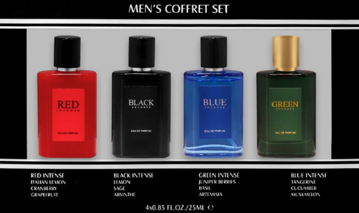 Gift Box - 4-Piece Set, Men's Eau De Toilette Spray, Long Lasting Fragrance.