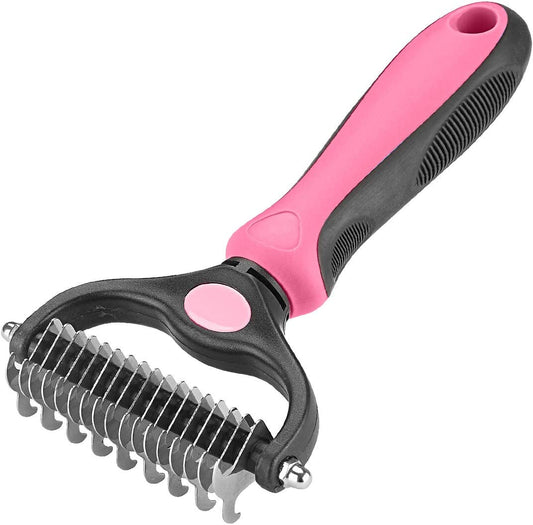 Professional Pet Grooming Tool - Dual-Sided Undercoat Rake for Cats and Dogs - Safe Dematting Comb for Effortless Mat and Tangle Removal - Reduces Shedding and Loose Fur