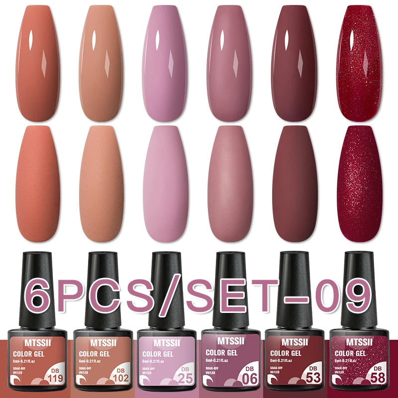 Color-gel-nail-polish- 6/8Pcs Set Semi LED Gel Manicure Kit