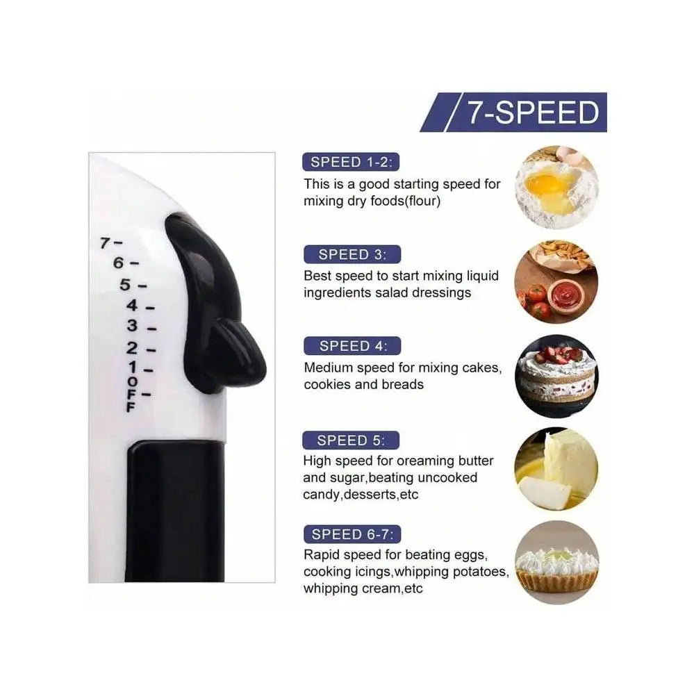 7-Speed Electric Hand Blender Stainless Steel Electric Hand Mixer Egg Beater CB Certified Kitchen Accessories Mixing Household