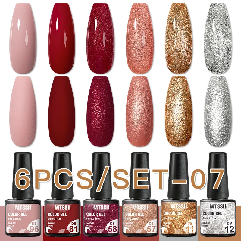 Color-gel-nail-polish- 6/8Pcs Set Semi LED Gel Manicure Kit