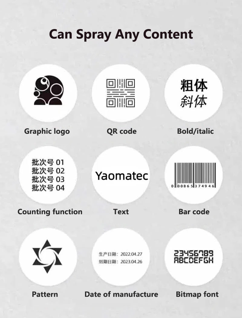 12.7mm Portable Printer Production Date Batch Number Shelf Life Inkjet Printing QR Code Pattern Mini Handheld Inkjet Printer