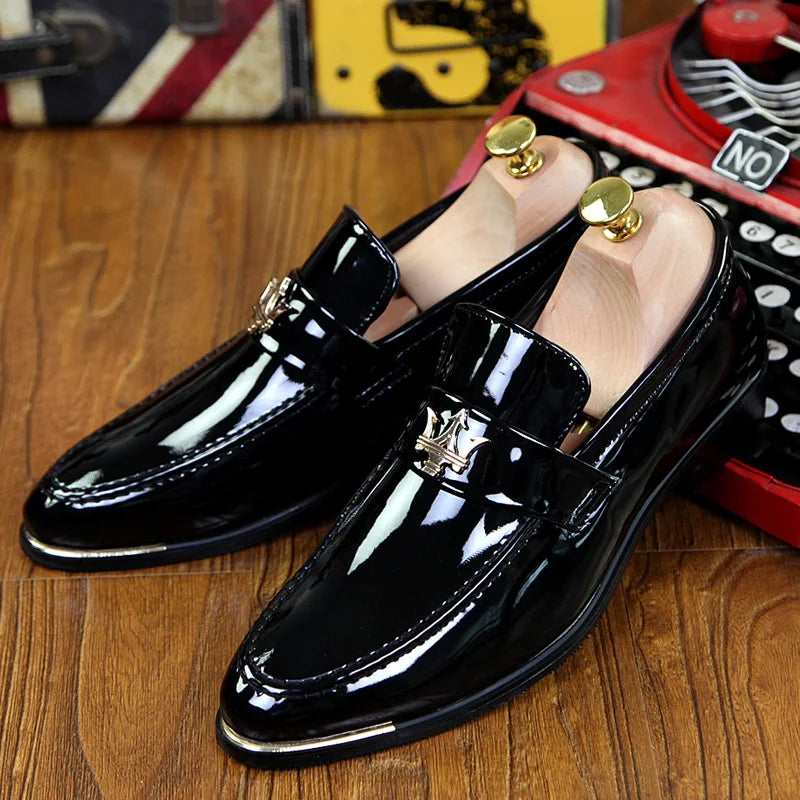 Men’s Red Glitter Loafers | Fashion Slip-On Pointed Toe Dress Shoes
