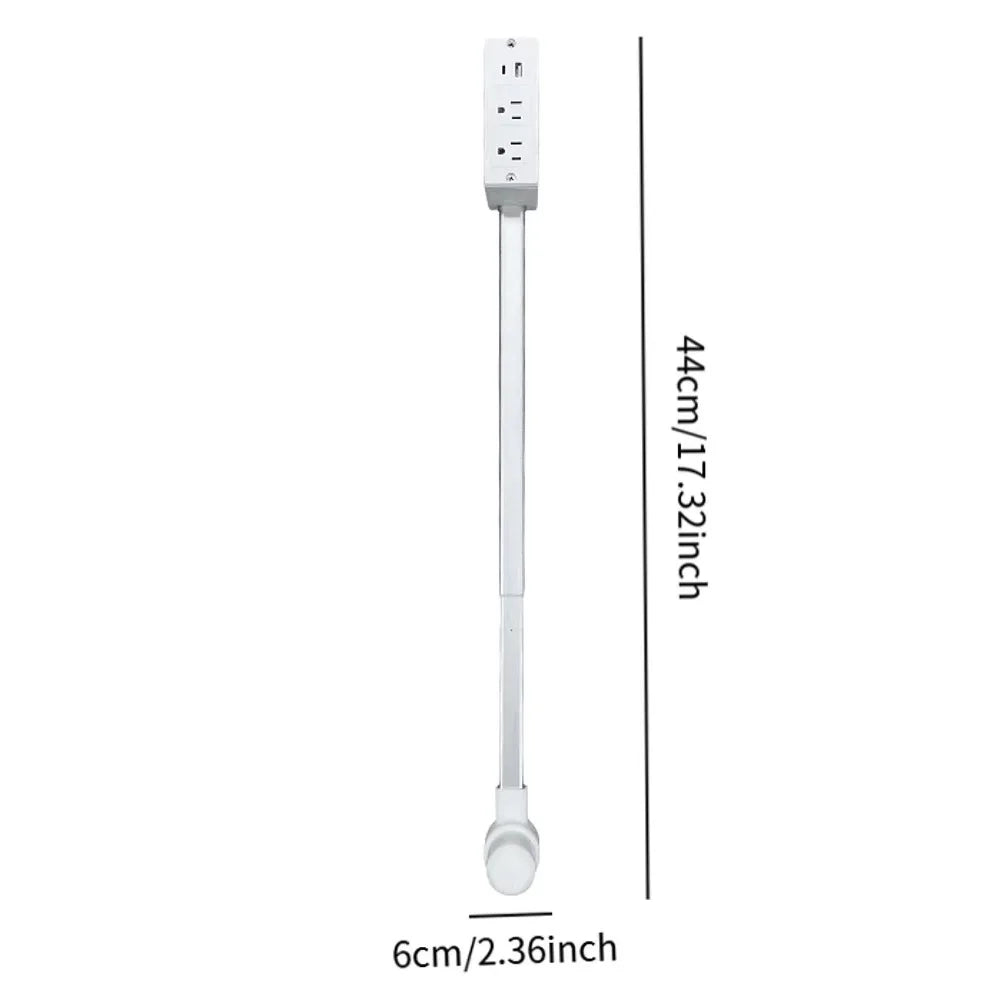 Rotating 180° Outlet Extender | Adjustable Length White Power Socket Expander with USB Ports for Nightstand