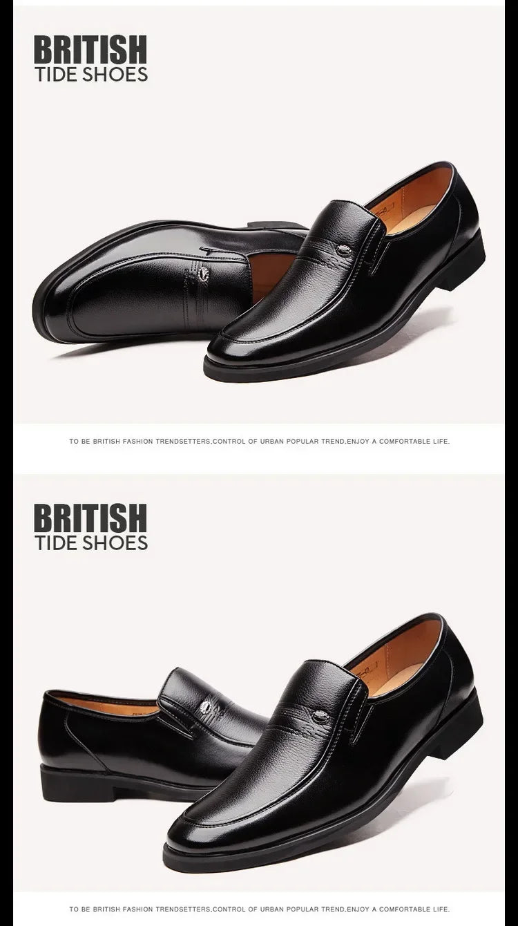 Men’s Leather Loafers | Luxury Formal Slip-On Dress Shoes Black