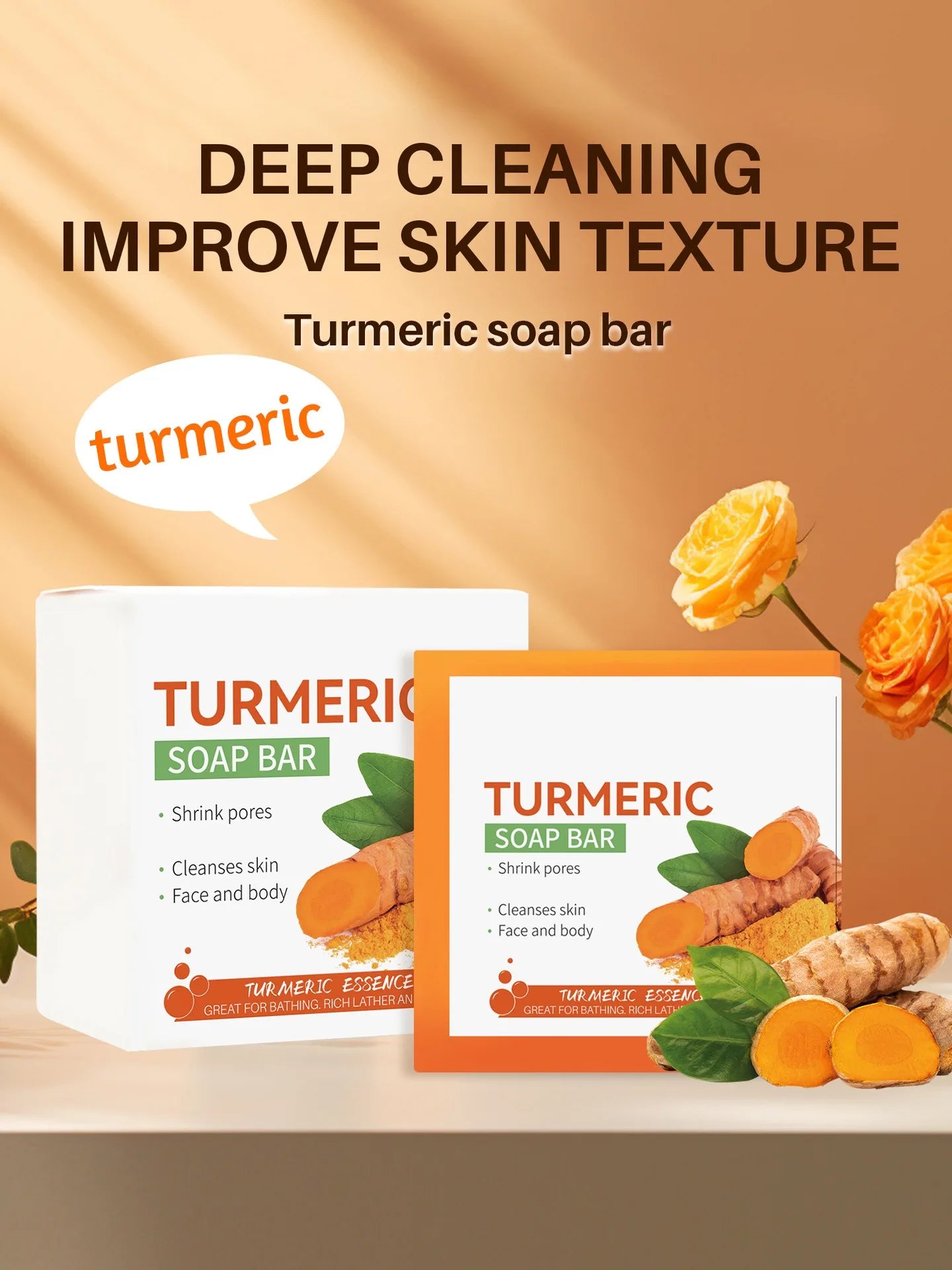 Hand Made Turmeric Soap Tender Skin Care Beauty.