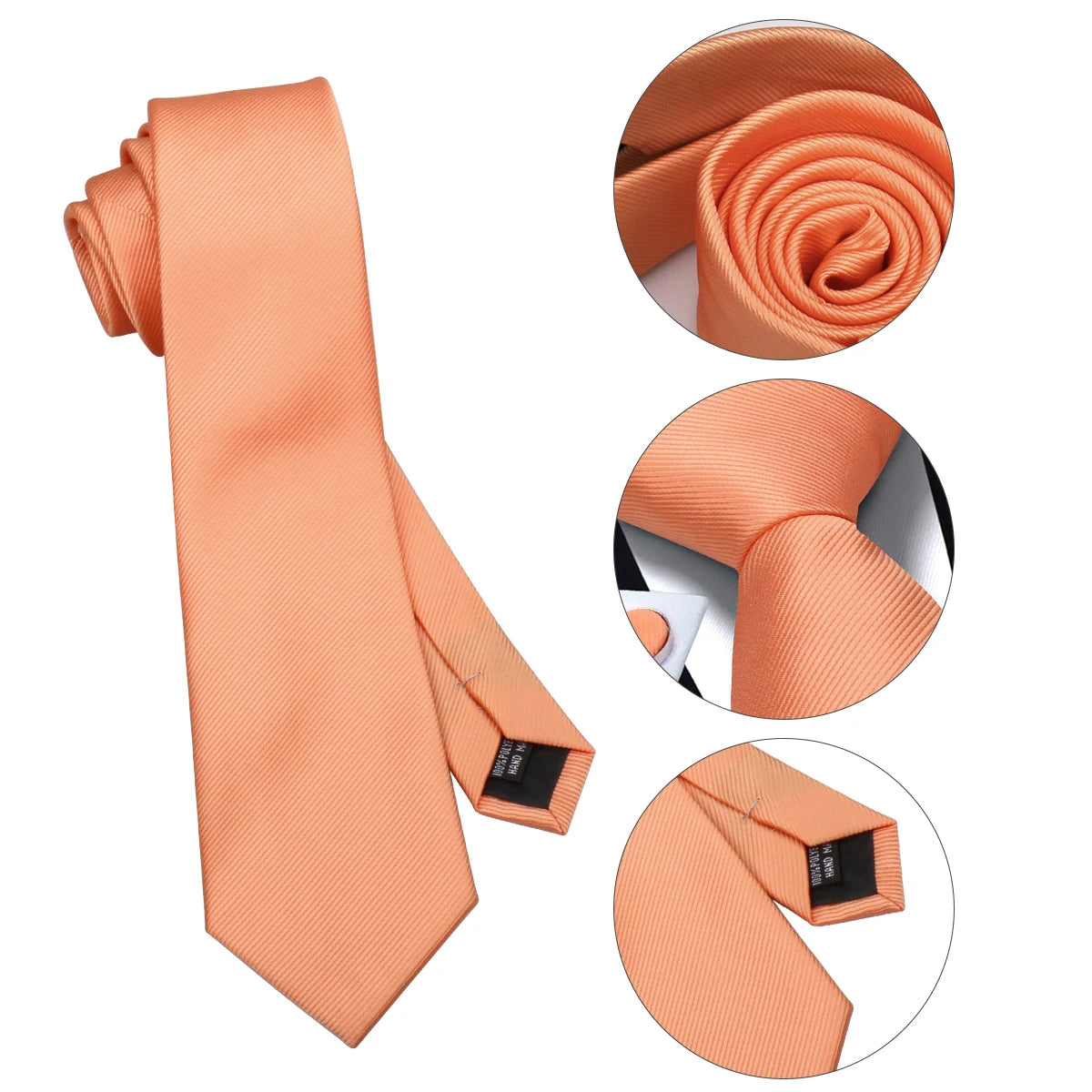 Necktie Fashion Brand Handmade Solid Necktie Handkerchief Cufflinks Set for Men