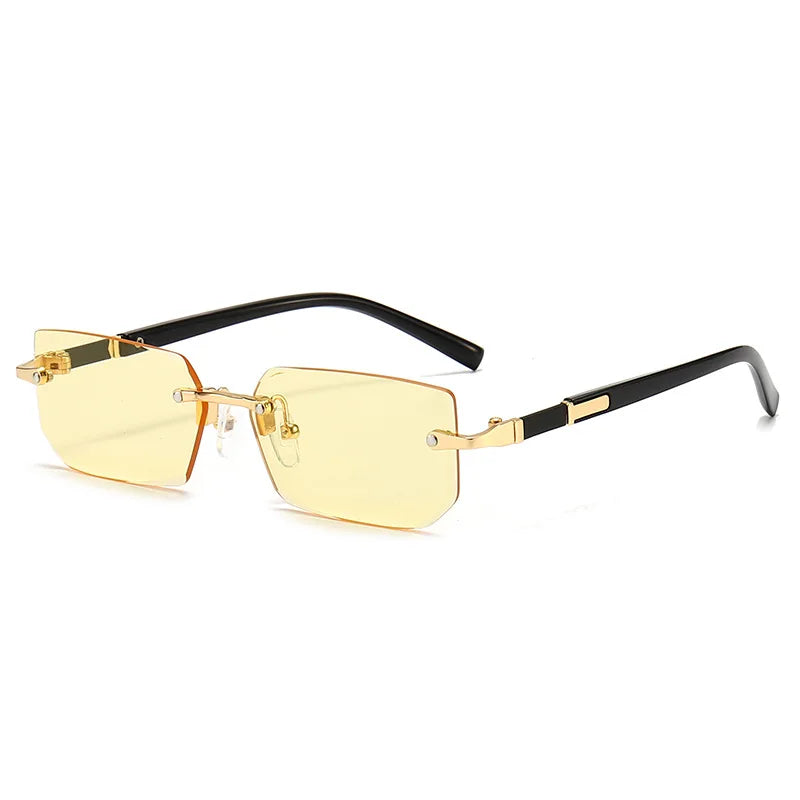 Rimless Sunglasses Rectangle Fashion Popular Women Men Shades Small Square Sun Glasses For Female Male