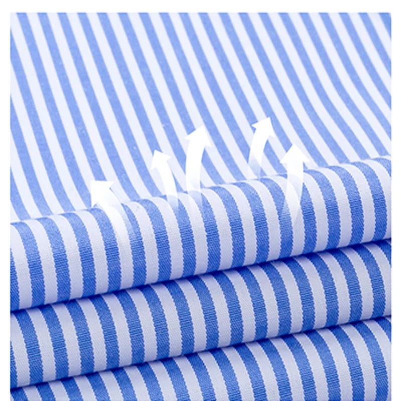 Men's formal long-sleeved office shirt. solid color striped with pockets anti-wrinkle no-iron