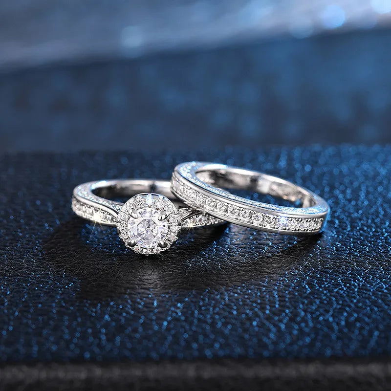 925 Sterling Silver Rings for Women Crystal Cubic Zirconia Romantic Wedding Band Accessories Luxury Jewelry