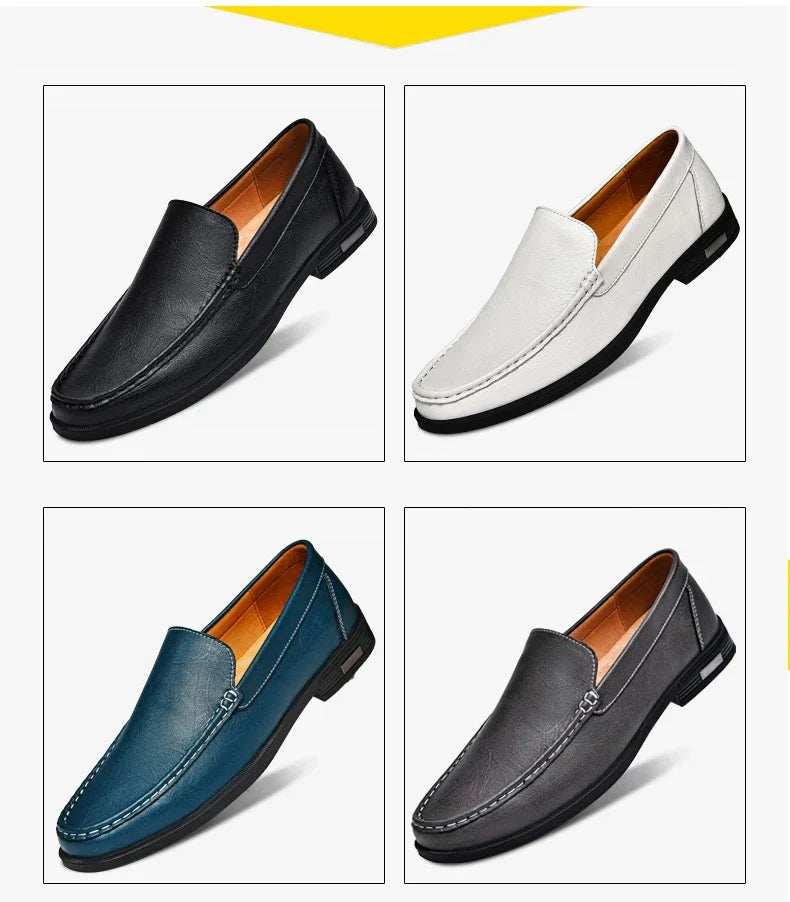 Men’s Genuine Leather Loafers | Formal Slip-On Dress & Casual Shoes