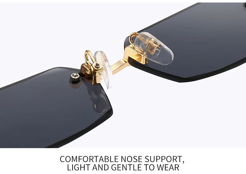 Rimless Sunglasses Rectangle Fashion Popular Women Men Shades Small Square Sun Glasses For Female Male