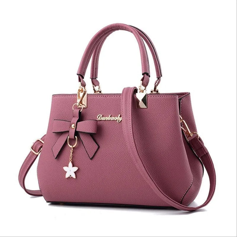 Fashion Solid Color With Bow One Shoulder Bag Portable Bandolera Casual Satchel Large Capacity Cross-body Handbag For Women