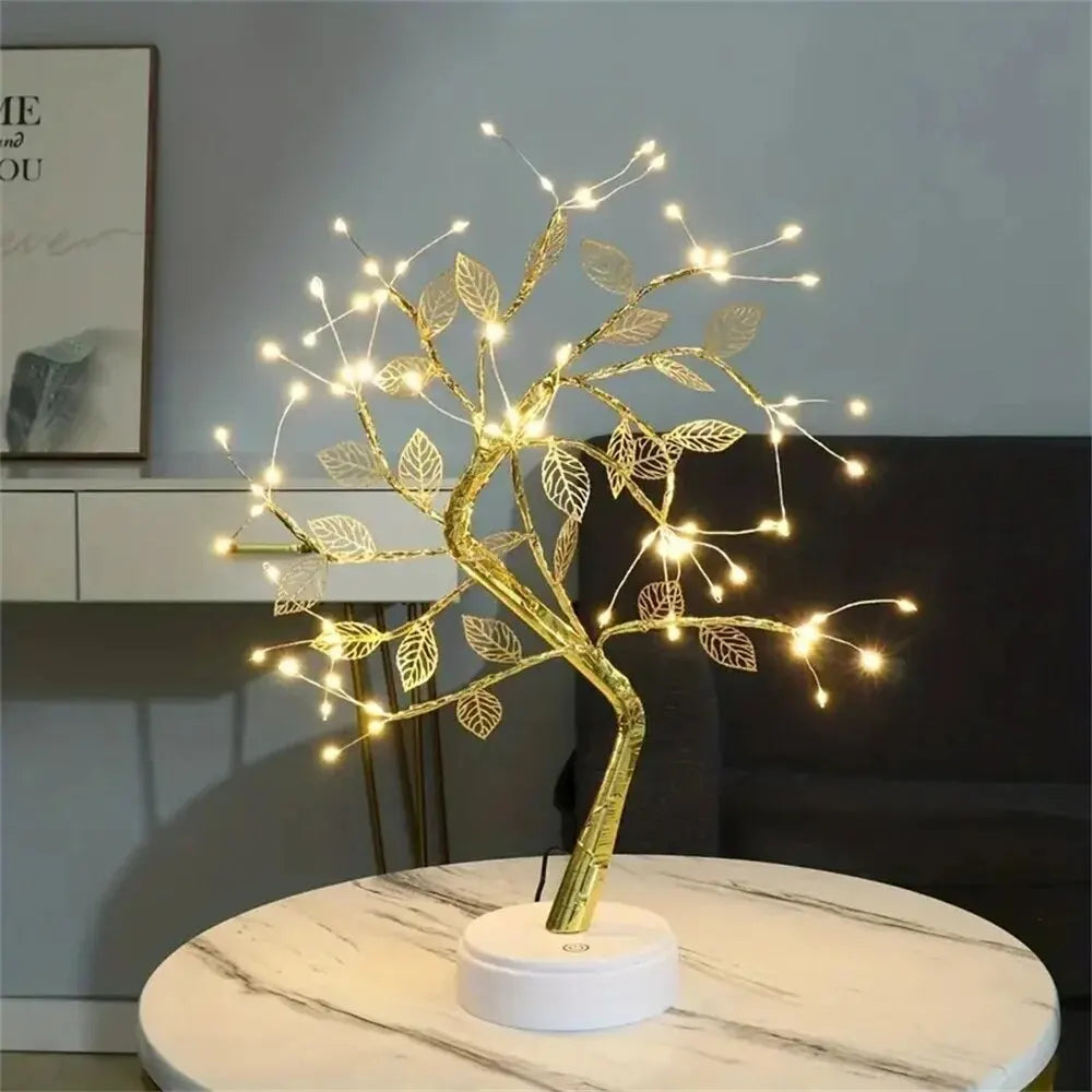 LED Rose Leaf Table Lamp USB Christmas Tree Fairy Light Night Lights Home DIY Party Wedding Bedroom Decoration Mother's Day Gift