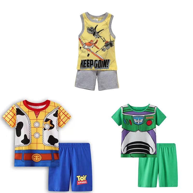 Summer Children Pajamas Set Short Sleeve T Shirt Short Toy Story Pyjamas Kids Boy Girls Pijamas Cartoon Buzz Lightyear Sleepwear