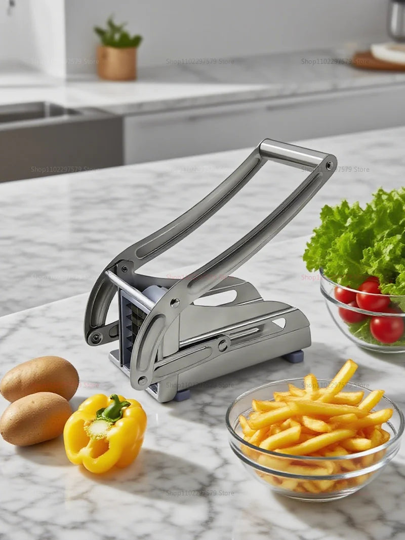 Multifunction Manual French Fries Slicer Steel Vegetable Cutter Tool Fast Cutting With 2 Blades For Home Kitchen Restaurant