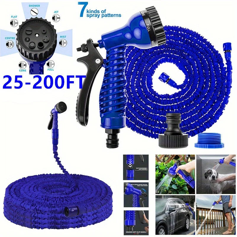25FT-200FT Expandable Magic Hose Lightweight Design Durable Materials 7 Water Spraying Functions Gun Home Garden Watering Tools