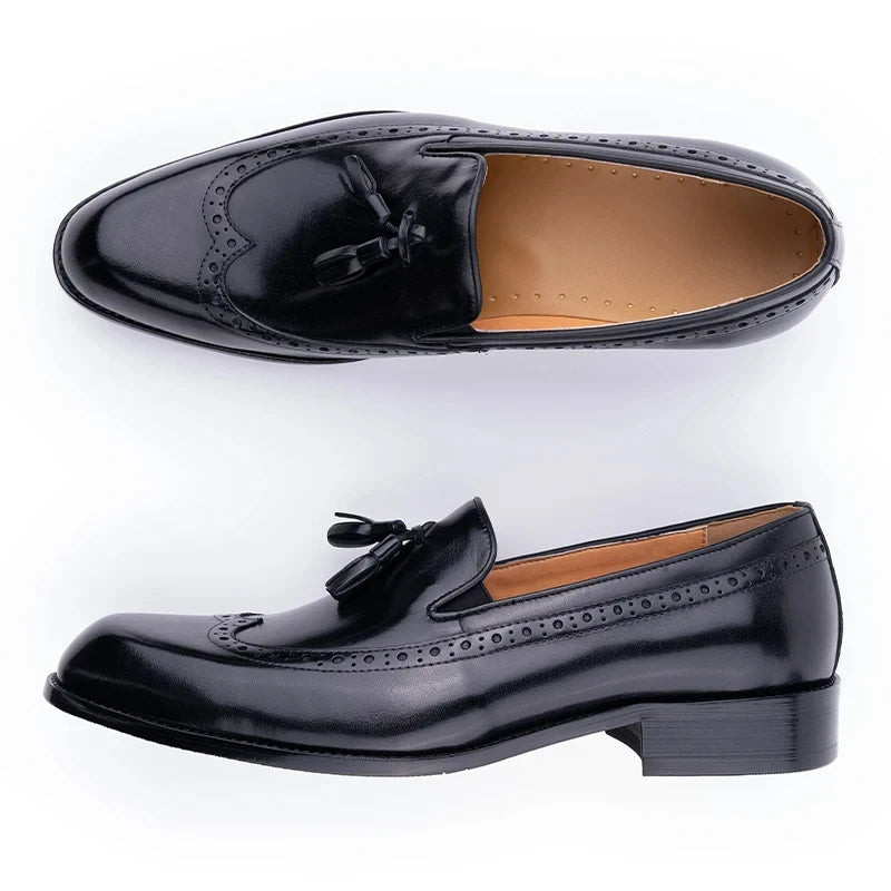 Men’s Genuine Cowhide Loafers | Handmade Leather Slip-On Dress Shoes