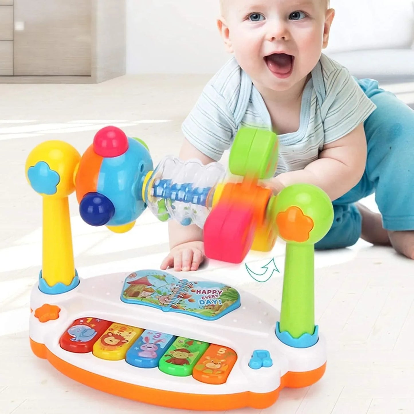 Baby Piano Toys Kids Rotating Music Piano Keyboard with Light Sound, Musical Toys .