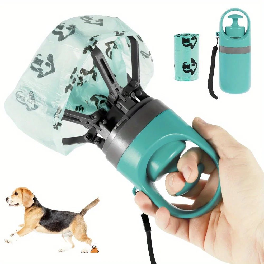 Portable Pet Waste Cleanup Kit – 6-Claw Poop Scooper & Dog Bags