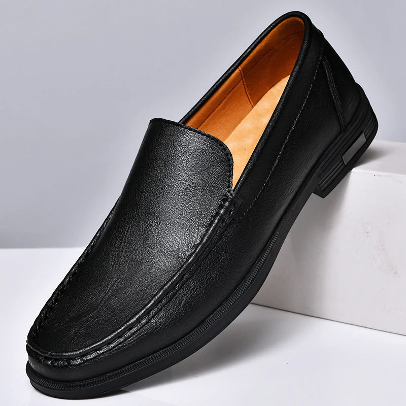 Men’s Genuine Leather Loafers | Formal Slip-On Dress & Casual Shoes