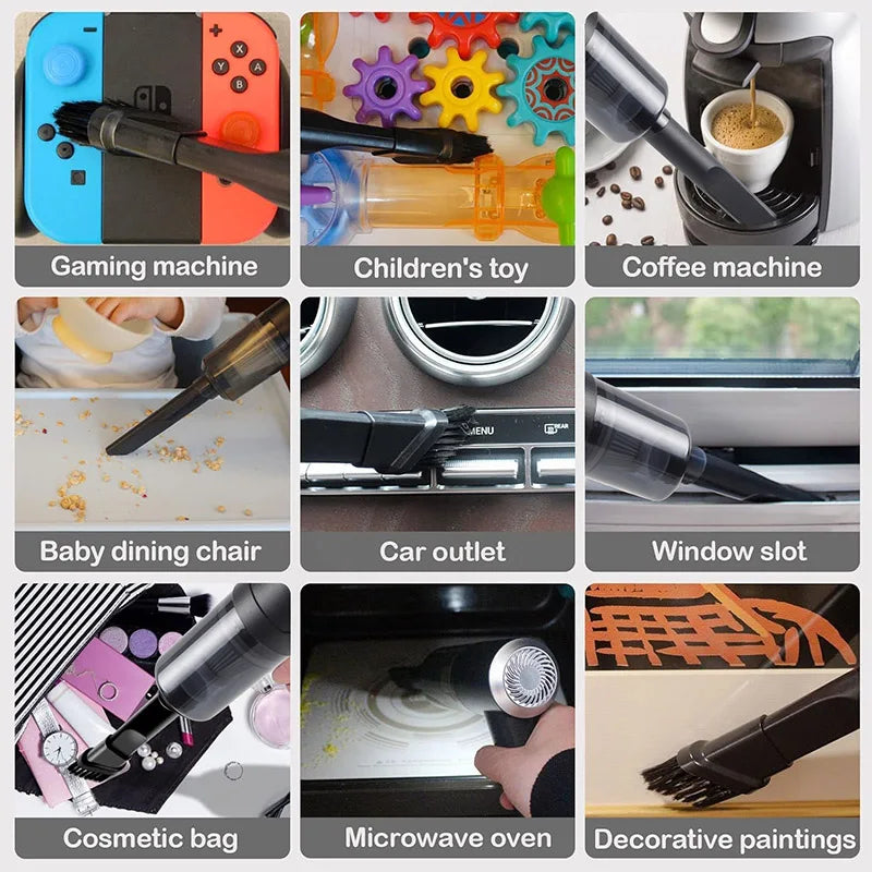 Portable High-Power Vacuum Cleaner – USB Rechargeable Mini Vacuum for Car & Home | Cordless, Automatic, Powerful Suction