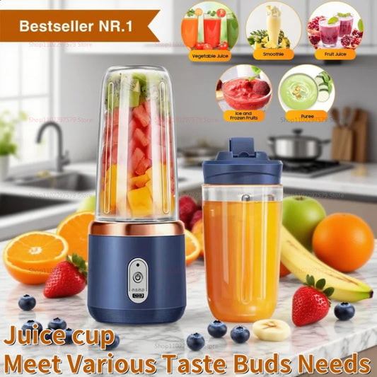 6 Blades Portable Blender 2Cups For Travel Portable Electric Juicer Mixer Usb Charge Fresh Fruit Juice Personal Blender Smoothie