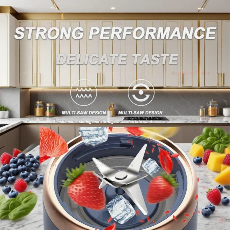 6 Blades Portable Blender 2Cups For Travel Portable Electric Juicer Mixer Usb Charge Fresh Fruit Juice Personal Blender Smoothie