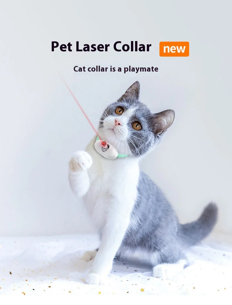 Cat Collar Laser Toy with Red Light, Interactive Cat Laser Toy for Bored Indoor Cats, Rechargeable Electric Laser Collar Toy