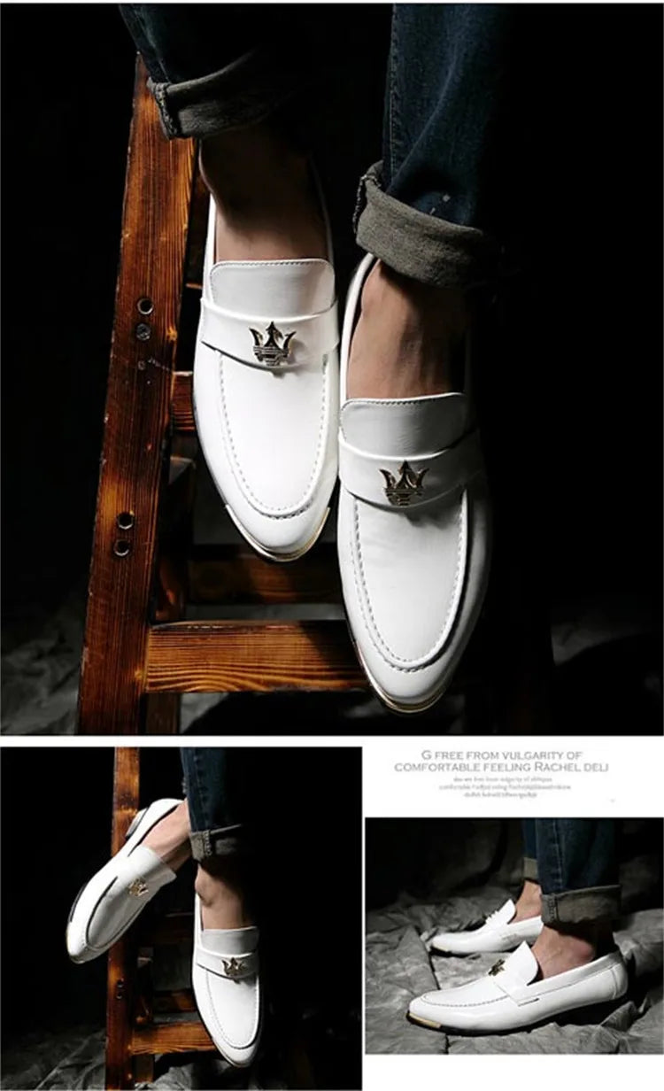 Men’s Red Glitter Loafers | Fashion Slip-On Pointed Toe Dress Shoes