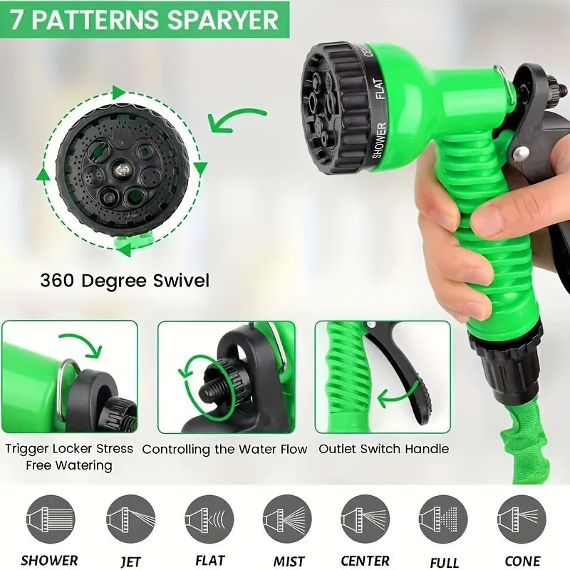 1 Roll, Expandable Garden Hose 100ft, Universal Head, Triple Length, Durable, No Battery Required, Multi-Use For Gardening