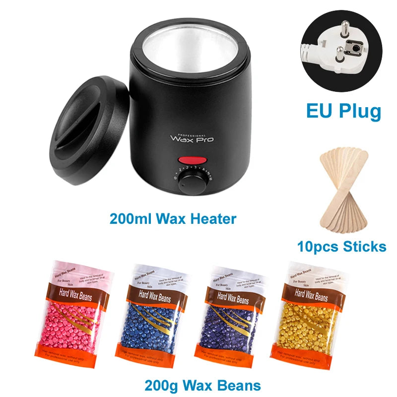 Wax Heater Machine for Hair Removal Wax Melting Pot with Wax Beans Kit 200ml Depilation Paraffin Waxing Warmer Dipping Pot
