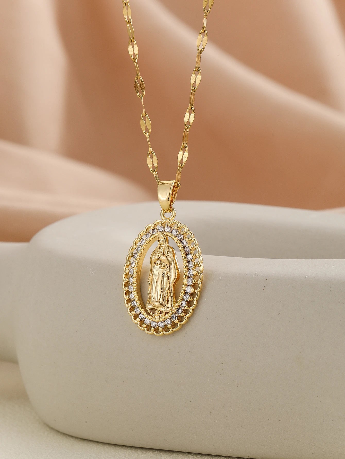 European and American personalized design with micro inlaid zircon Santa Maria series necklaces in colorful religious fashion