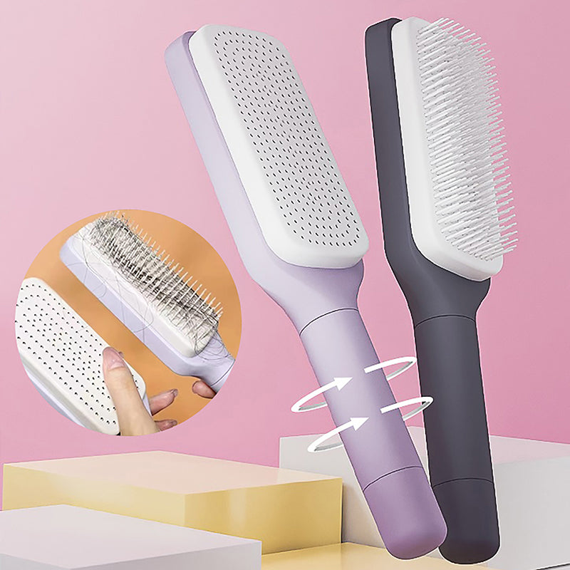 Self-Cleaning Hairbrush – One-Key Cleaning Scalp Massage Comb