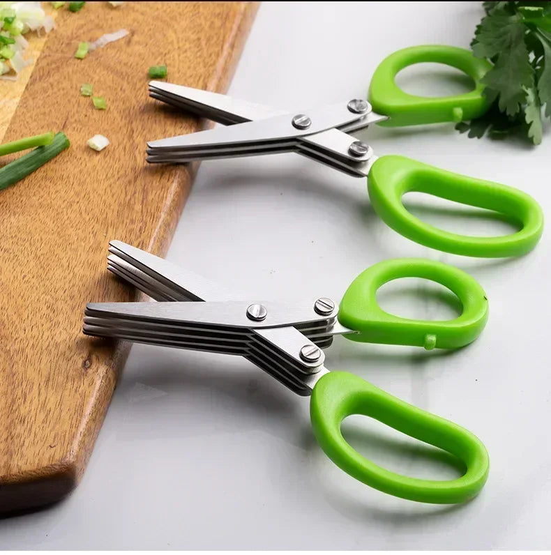 3-5 Layer Multi-Functional Stainless Steel Kitchen Scissors – Ergonomic Handle, Durable Multi-Use for Pepper, Scallion,and Laver
