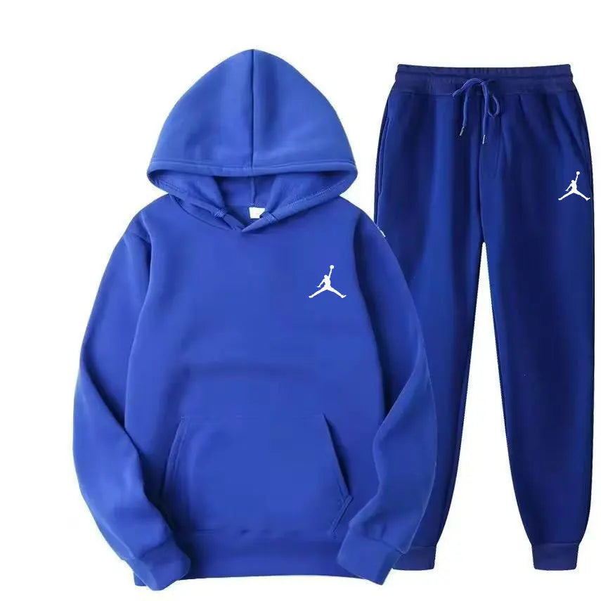Fashion casual spring and autumn men's and women's hoodie + pants two-piece set a new outdoor basketball men's pullover set