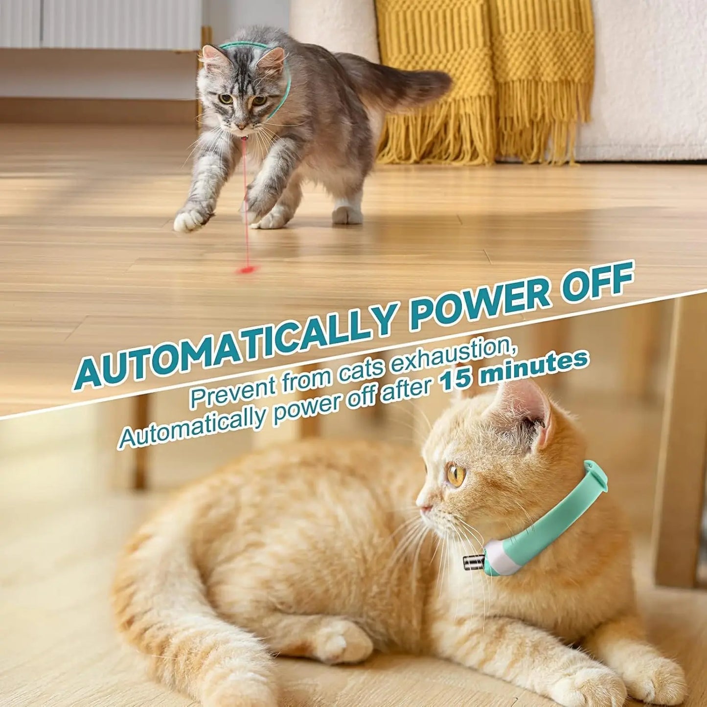 Cat Collar Laser Toy with Red Light, Interactive Cat Laser Toy for Bored Indoor Cats, Rechargeable Electric Laser Collar Toy