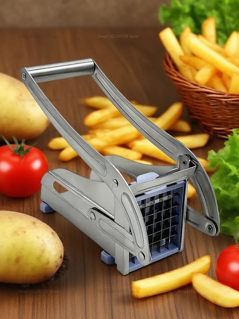 Multifunction Manual French Fries Slicer Steel Vegetable Cutter Tool Fast Cutting With 2 Blades For Home Kitchen Restaurant