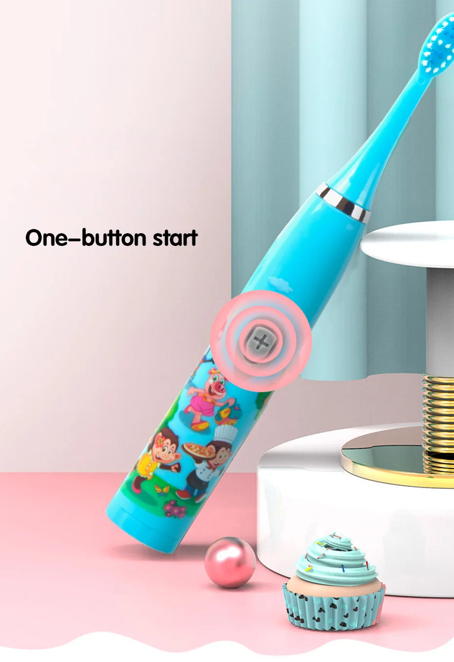 Children Sonic Electric Toothbrush Colorful Cartoon For Kids USB Rechargeable Soft  Automatic Waterproof With Replacement Head