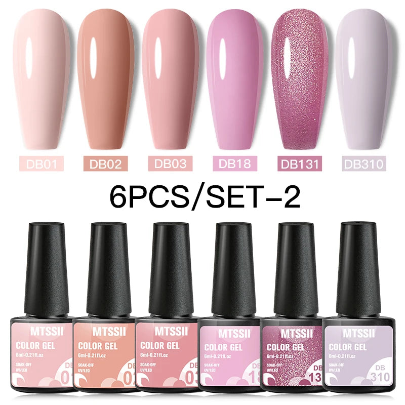 Color-gel-nail-polish- 6/8Pcs Set Semi LED Gel Manicure Kit