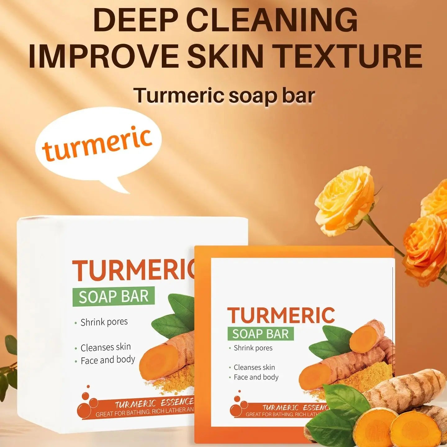 Hand Made Turmeric Soap Tender Skin Care Beauty.